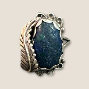 Native American Sterling Silver Ring With Lapis Lazuli Stone 4.75